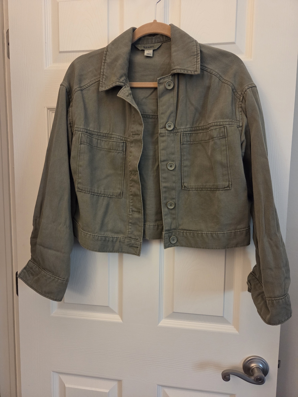 Old Navy Olive Green Cropped Jean Jacket